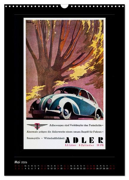 Produktbild: Historische Automobilplakate (Wandkalender 2026 DIN A3 hoch), CALVENDO Monatskalender
