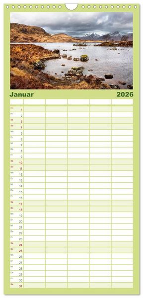 Produktbild: Familienplaner 2026 - Schottland zum Verlieben mit 5 Spalten (Wandkalender, 21 x 45 cm) CALVENDO
