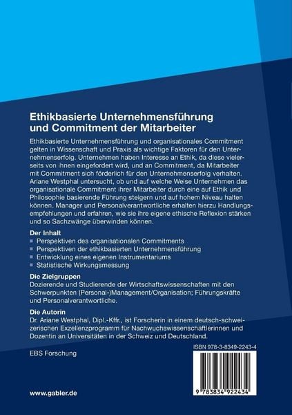 Produktbild: Ethikbasierte Unternehmensf&uuml;hrung und Commitment der Mitarbeiter