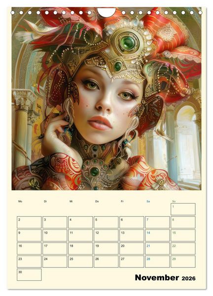 Produktbild: Surreale Frauenportraits im venezianischen Stil - Planer (Wandkalender 2026 DIN A4 hoch), CALVENDO Monatskalender