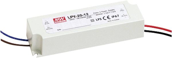 Mean Well LPV-20-12 LED-Trafo Konstantspannung 20 W 0 - 1.67 A 12 V/DC nicht dimmbar, Überlastschutz 1 St.