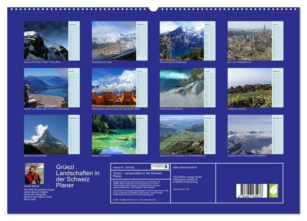 Produktbild: Gr&uuml;ezi . Landschaften in der Schweiz Planer (hochwertiger Premium Wandkalender 2026 DIN A2 quer), Kunstdruck in Hochglanz