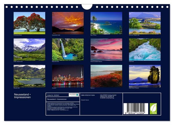 Produktbild: Neuseeland &bull; Impressionen (Wandkalender 2026 DIN A4 quer), CALVENDO Monatskalender
