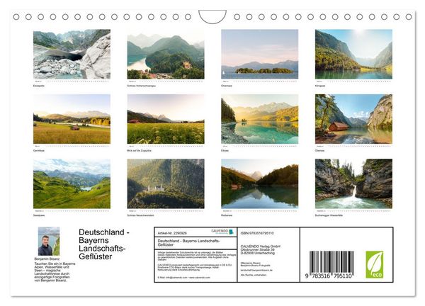 Produktbild: Deutschland - Bayerns Landschafts-Gefl&uuml;ster (Wandkalender 2027 DIN A4 quer), CALVENDO Monatskalender