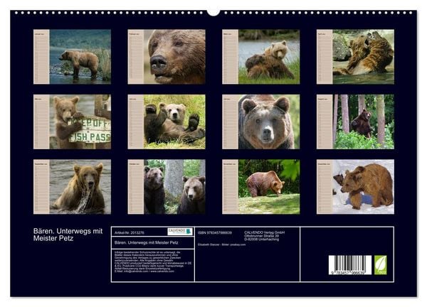 Produktbild: B&auml;ren. Unterwegs mit Meister Petz (hochwertiger Premium Wandkalender 2026 DIN A2 quer), Kunstdruck in Hochglanz