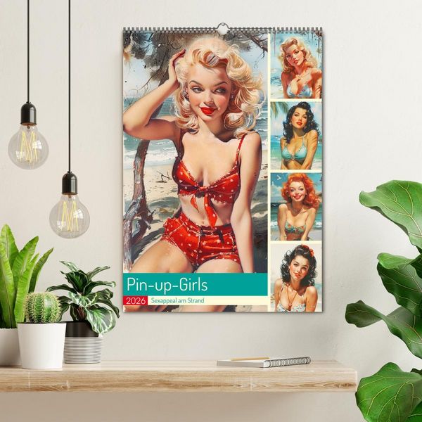 Produktbild: Pin-up-Girls. Sexappeal am Strand (Wandkalender 2026 DIN A2 hoch), CALVENDO Monatskalender