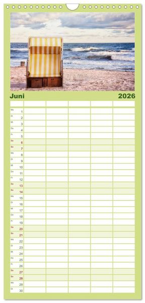 Produktbild: Familienplaner 2026 - OSTSEEGL&Uuml;CK - Gl&uuml;cksmomente auf dem Dar&szlig; mit 5 Spalten (Wandkalender, 21 x 45 cm) CALVENDO