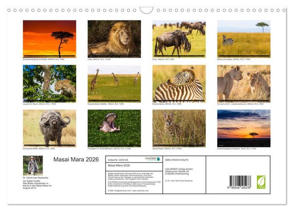 Produktbild: Masai Mara 2026 (Wandkalender 2026 DIN A3 quer), CALVENDO Monatskalender