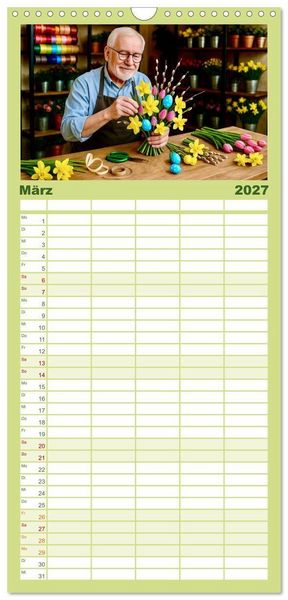 Produktbild: Familienplaner 2027 - Floristen und ihr Handwerk mit 5 Spalten (Wandkalender, 21 x 45 cm) CALVENDO