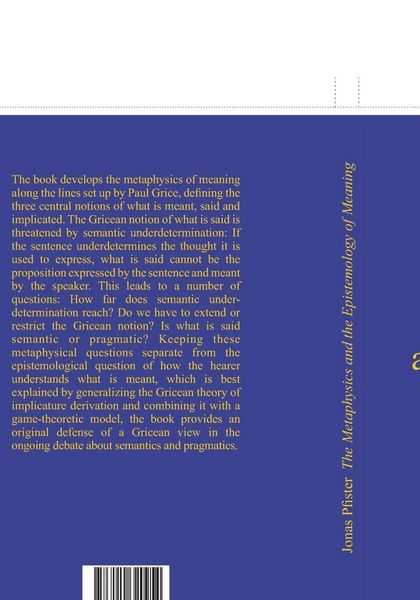 Produktbild: The Metaphysics and the Epistemology of Meaning