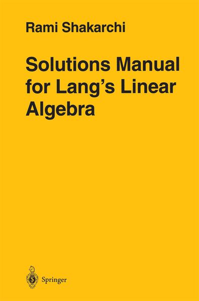 Produktbild: Solutions Manual for Lang's Linear Algebra
