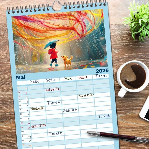 Produktbild: Familienplaner 2026 - Witzige Weisheiten f&uuml;r Kinder mit 5 Spalten (Wandkalender, 21 x 45 cm) CALVENDO