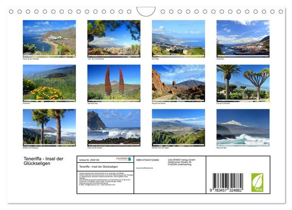Produktbild: Teneriffa - Insel der Gl&uuml;ckseligen (Wandkalender 2026 DIN A4 quer), CALVENDO Monatskalender