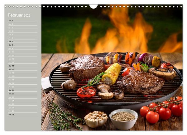 Produktbild: Der Grillkalender f&uuml;r echte M&auml;nner (Wandkalender 2026 DIN A3 quer), CALVENDO Monatskalender