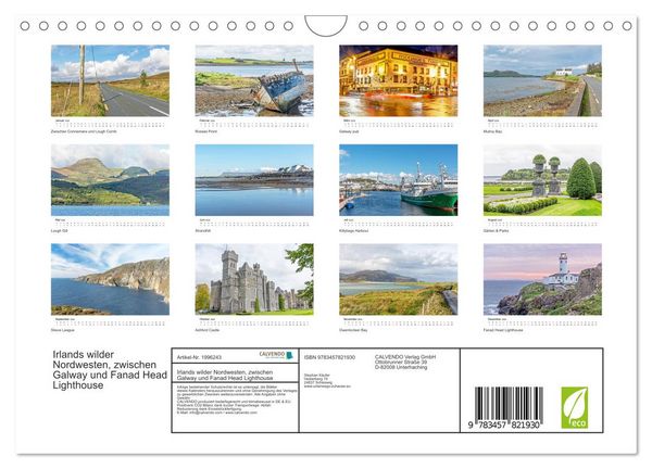 Produktbild: Irlands wilder Nordwesten, zwischen Galway und Fanad Head Lighthouse (Wandkalender 2026 DIN A4 quer), CALVENDO Monatskalender