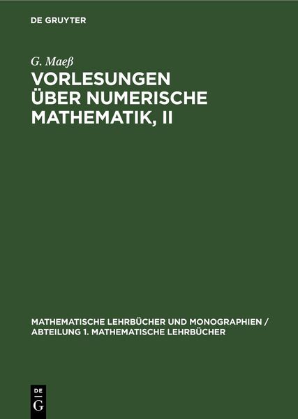 Produktbild: Vorlesungen &uuml;ber numerische Mathematik, II