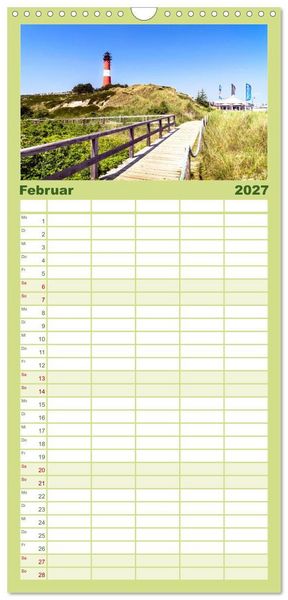Produktbild: Familienplaner 2027 - SYLT D&uuml;nenwege mit 5 Spalten (Wandkalender, 21 x 45 cm) CALVENDO