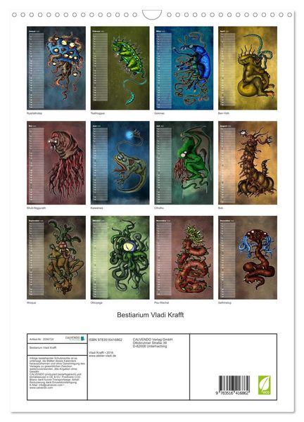 Produktbild: Bestiarium Vladi Krafft (Wandkalender 2026 DIN A3 hoch), CALVENDO Monatskalender