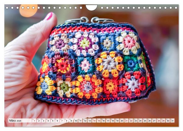 Produktbild: Granny Square Kunst - Ein Jahr voller kreativer H&auml;kelideen (Wandkalender 2026 DIN A4 quer), CALVENDO Monatskalender
