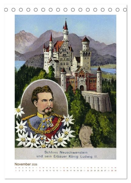Produktbild: Ludwig II. von Bayern: Historische Illustrationen und Stiche (Tischkalender 2026 DIN A5 hoch), CALVENDO Monatskalender
