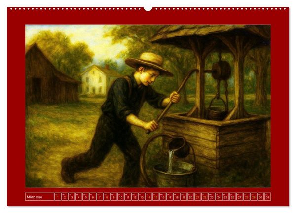 Produktbild: Einfach Leben - Einblicke in die Welt der Amish im Stil alter Gem&auml;lde (Wandkalender 2026 DIN A2 quer), CALVENDO Monatskalender