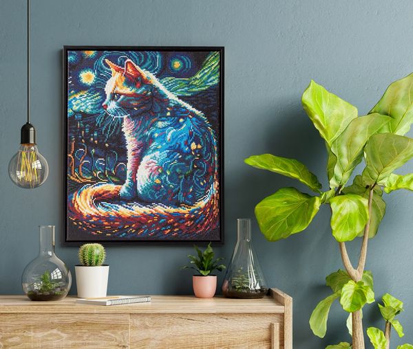 Produktbild: DIAMOND DOTZ - Diamond Painting Katze bei Nacht