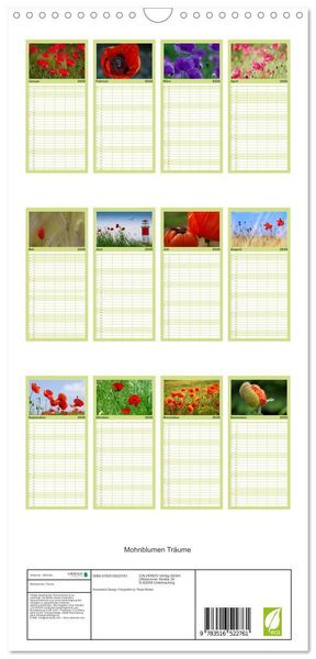 Produktbild: Familienplaner 2026 - Mohnblumen Tr&auml;ume mit 5 Spalten (Wandkalender, 21 x 45 cm) CALVENDO