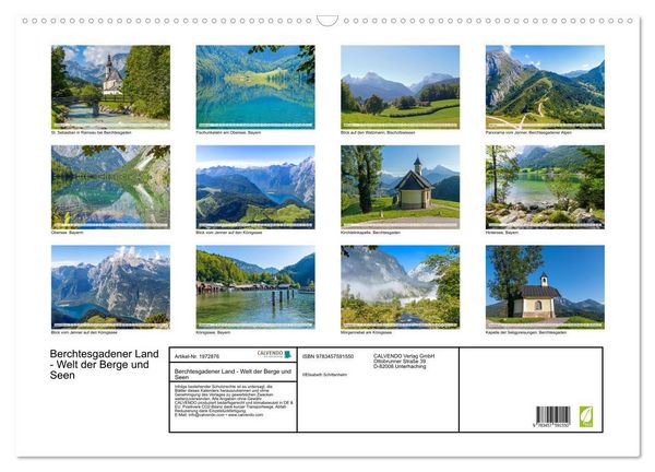Produktbild: Berchtesgadener Land - Welt der Berge und Seen (Wandkalender 2026 DIN A2 quer), CALVENDO Monatskalender