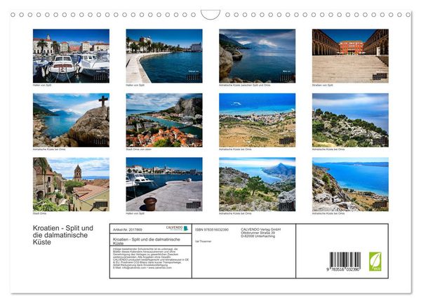 Produktbild: Kroatien - Split und die dalmatinische K&uuml;ste (Wandkalender 2026 DIN A3 quer), CALVENDO Monatskalender