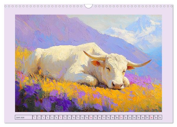 Produktbild: Tiere auf dem Bauernhof. Farbenfrohe Tierportraits im Stil der &Ouml;lmalerei (Wandkalender 2026 DIN A3 quer), CALVENDO Monatskalender