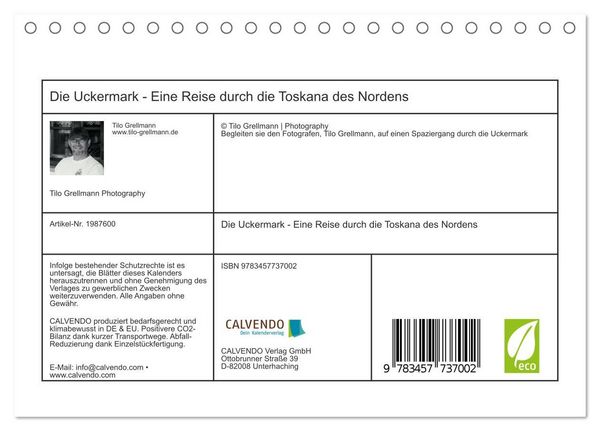 Produktbild: Die Uckermark - Eine Reise durch die Toskana des Nordens (Tischkalender 2026 DIN A5 quer), CALVENDO Monatskalender