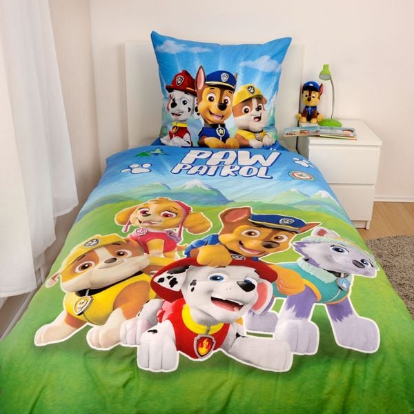 Produktbild: Klaus Hering 4432486050 - Paw Patrol Bettw&auml;sche, Paw Patrol Boys Glow in the dark, 80x80+135x200 cm