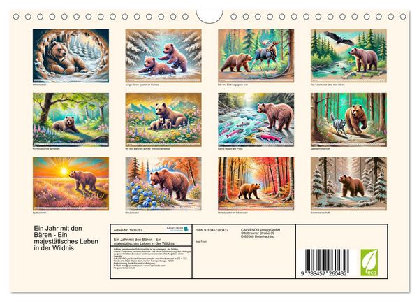 Produktbild: Ein Jahr mit den B&auml;ren - Ein majest&auml;tisches Leben in der Wildnis (Wandkalender 2026 DIN A4 quer), CALVENDO Monatskalender