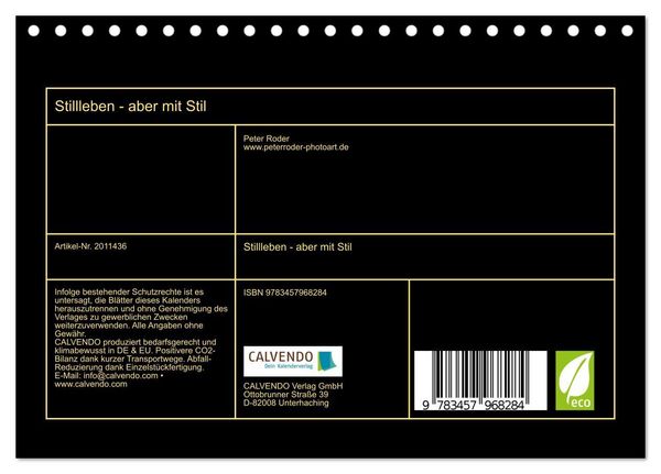 Produktbild: Stillleben - aber mit Stil (Tischkalender 2026 DIN A5 quer), CALVENDO Monatskalender