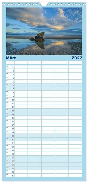 Produktbild: Familienplaner 2027 - Kraftplatz Wilde K&uuml;sten mit 5 Spalten (Wandkalender, 21 x 45 cm) CALVENDO