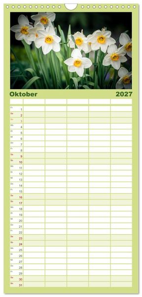 Produktbild: Familienplaner 2027 - Fr&uuml;hlingsbl&uuml;her - Farbenpracht nach dem Winter mit 5 Spalten (Wandkalender, 21 x 45 cm) CALVENDO