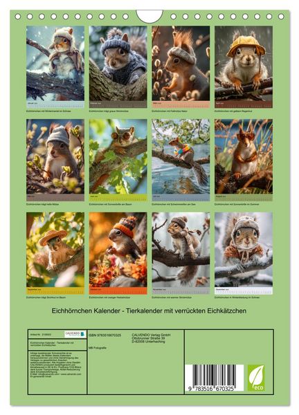 Produktbild: Eichh&ouml;rnchen Kalender - Tierkalender mit verr&uuml;ckten Eichk&auml;tzchen (Wandkalender 2026 DIN A4 hoch), CALVENDO Monatskalender