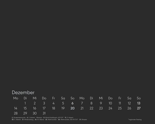 Produktbild: Kreativ-Kalender Tischaufsteller quer schwarz 2026 - Kreativ-Kalender - DIY-Kalender - Kalender zum Basteln - Tischkalender - 20x16
