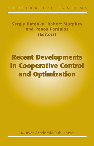 Produktbild: Recent Developments in Cooperative Control and Optimization