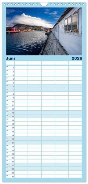 Produktbild: Familienplaner 2026 - Norwegen - Land im Norden mit 5 Spalten (Wandkalender, 21 x 45 cm) CALVENDO