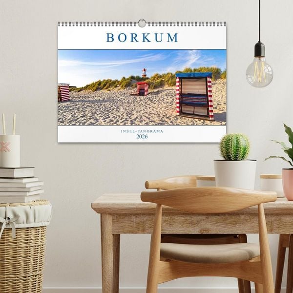 Produktbild: Borkum Inselpanorama (Wandkalender 2026 DIN A3 quer), CALVENDO Monatskalender