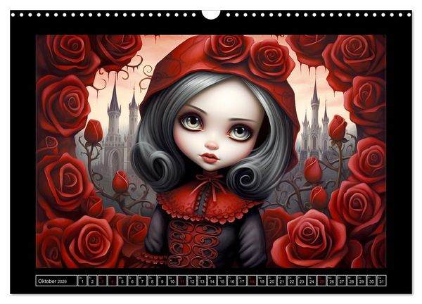 Produktbild: Little Gothic Queens. Surrealistische Illustrationen (Wandkalender 2026 DIN A3 quer), CALVENDO Monatskalender