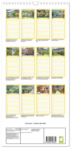 Produktbild: Familienplaner 2027 - Cevennen - Sch&ouml;ne alte Welt mit 5 Spalten (Wandkalender, 21 x 45 cm) CALVENDO
