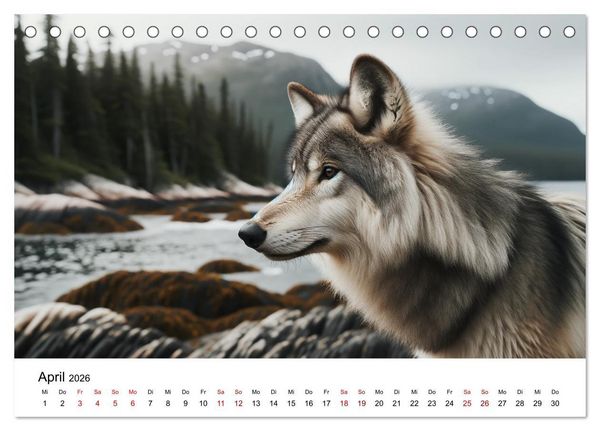 Produktbild: Kanadische K&uuml;stenw&ouml;lfe (Tischkalender 2026 DIN A5 quer), CALVENDO Monatskalender