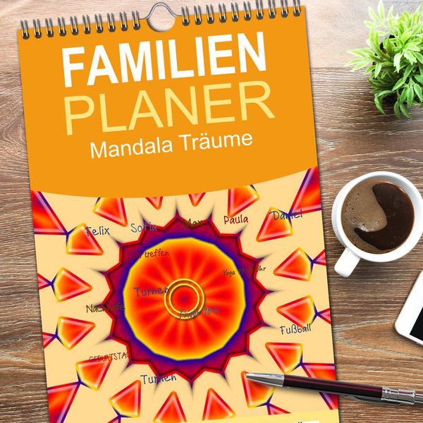 Produktbild: Familienplaner 2026 - Mandala Tr&auml;ume mit 5 Spalten (Wandkalender, 21 x 45 cm) CALVENDO