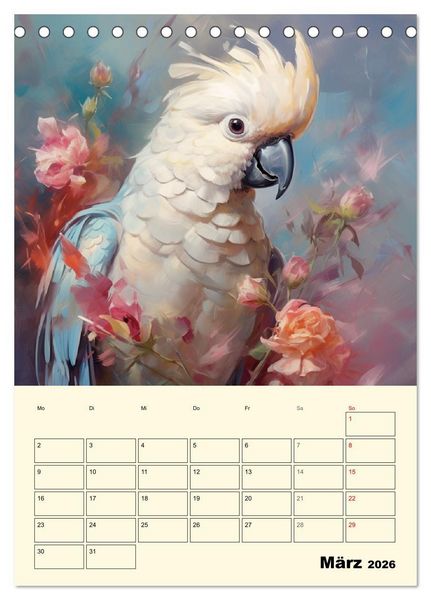 Produktbild: Bunte V&ouml;gel. Bezaubernde Papageien-Aquarelle (Tischkalender 2026 DIN A5 hoch), CALVENDO Monatskalender