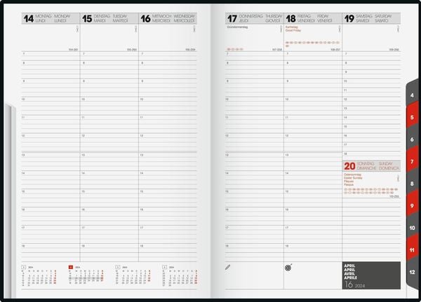Buchkalender 2022 1 Woche 2 Seiten 'Rido/idé 7023013804 Wochenkalender Buchkalender 2024 Modell studioplan