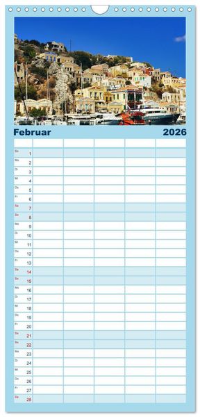 Produktbild: Familienplaner 2026 - Ein Tag auf Symi mit 5 Spalten (Wandkalender, 21 x 45 cm) CALVENDO