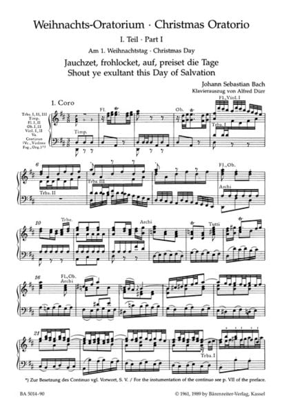 Produktbild: Weihnachtsoratorium, BWV 248, Klavierauszug
