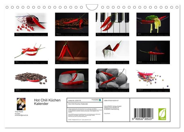 Produktbild: Hot Chili K&uuml;chen Kalender (Wandkalender 2026 DIN A4 quer), CALVENDO Monatskalender